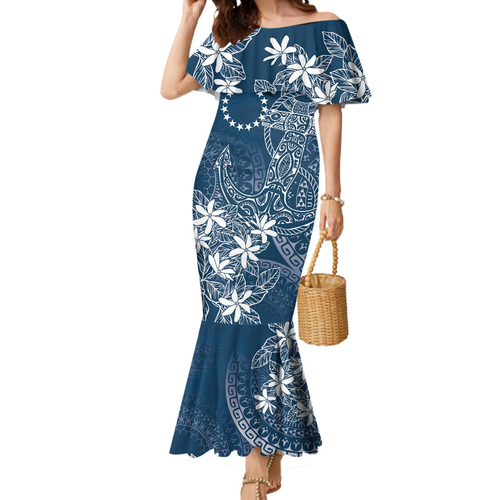 Navy Kuki Airani Tapakau Mermaid Dress Tribal Anchor Mix Tiare LT7 Women Navy - Polynesian Pride