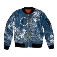 Navy Kuki Airani Tapakau Sleeve Zip Bomber Jacket Tribal Anchor Mix Tiare LT7 Unisex Navy - Polynesian Pride