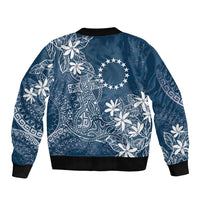 Navy Kuki Airani Tapakau Sleeve Zip Bomber Jacket Tribal Anchor Mix Tiare LT7 - Polynesian Pride