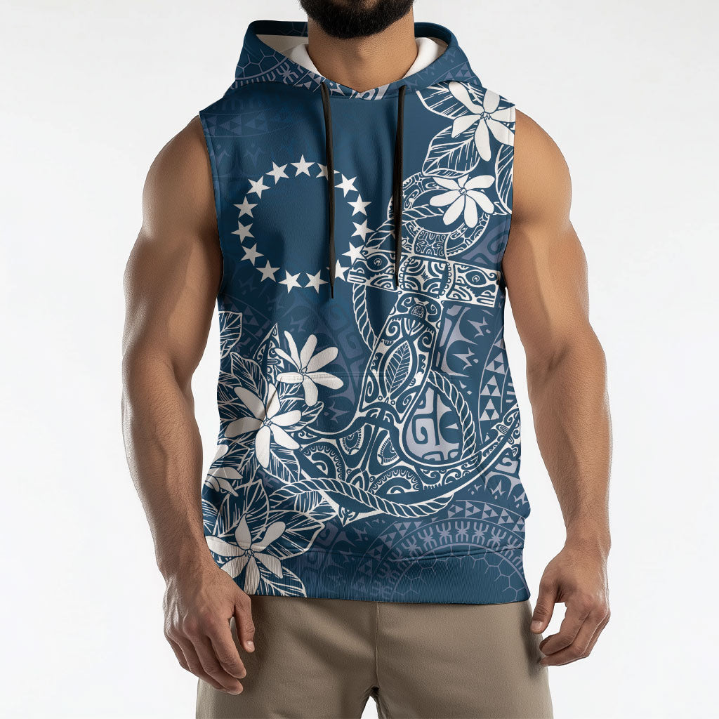 Navy Kuki Airani Tapakau Sleeveless Hoodie Tribal Anchor Mix Tiare LT7 - Polynesian Pride