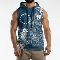 Navy Kuki Airani Tapakau Sleeveless Hoodie Tribal Anchor Mix Tiare LT7 - Polynesian Pride