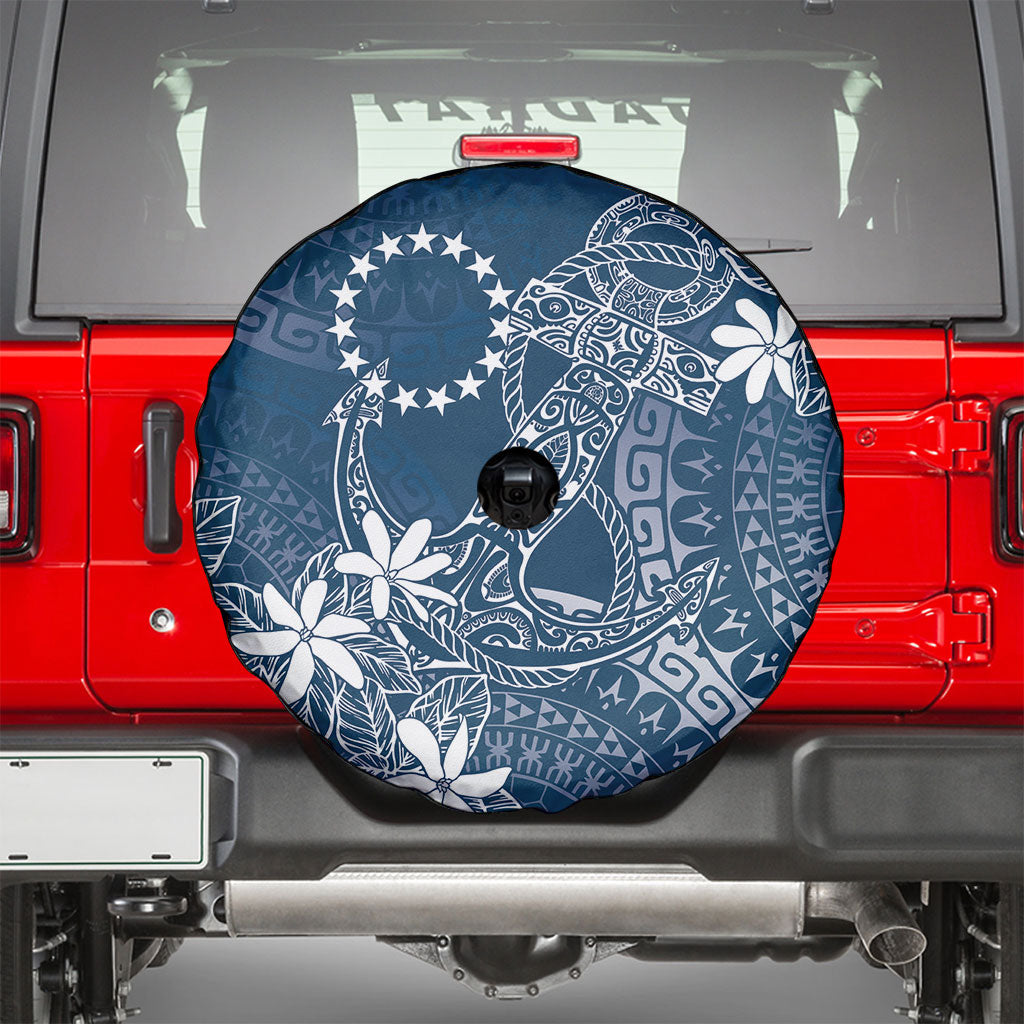 Navy Kuki Airani Tapakau Spare Tire Cover Tribal Anchor Mix Tiare