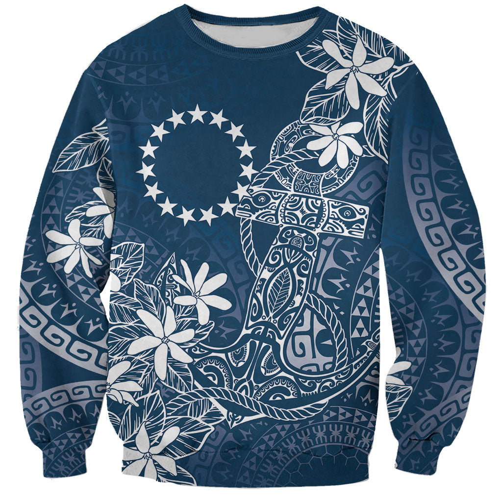 Navy Kuki Airani Tapakau Sweatshirt Tribal Anchor Mix Tiare LT7 Unisex Navy - Polynesian Pride