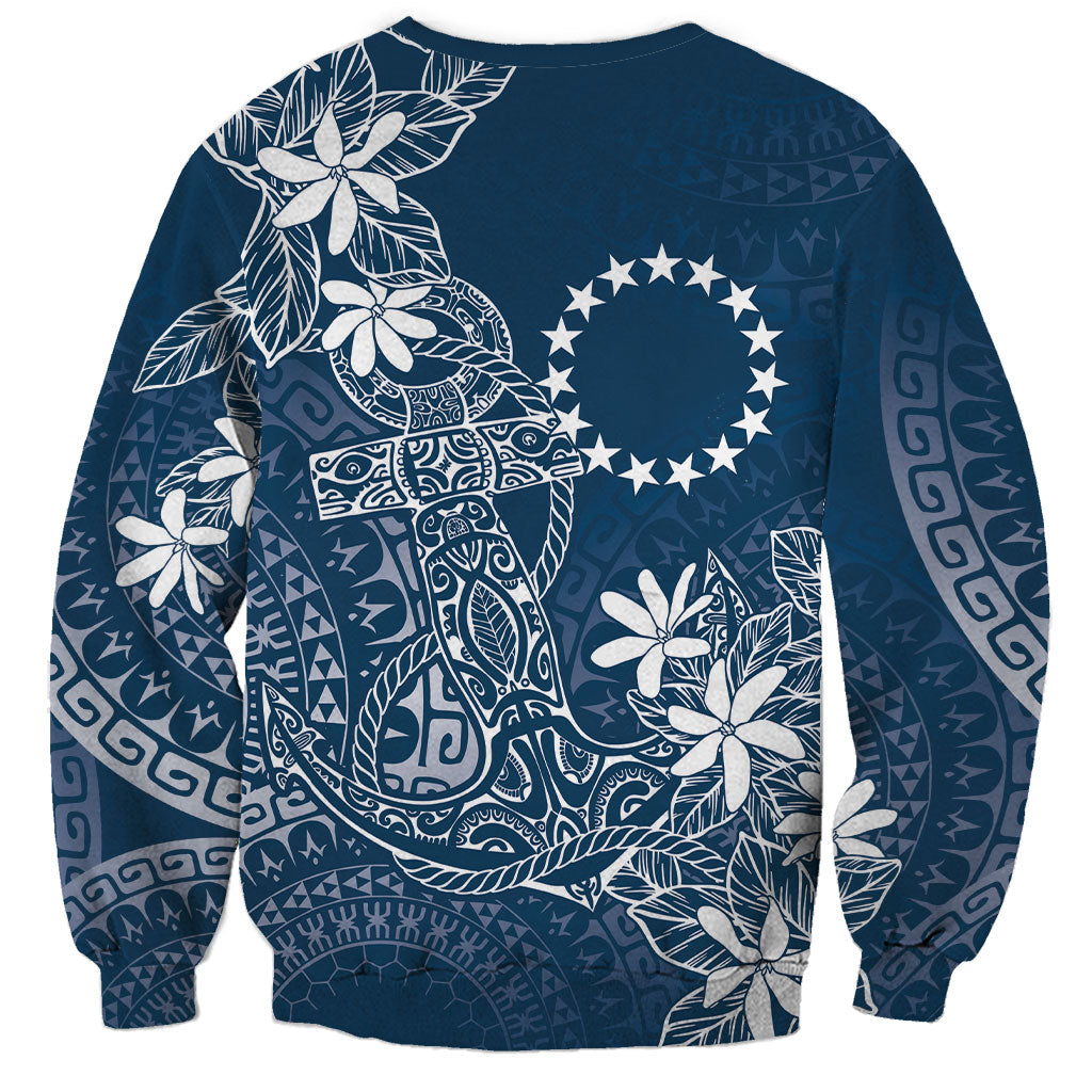 Navy Kuki Airani Tapakau Sweatshirt Tribal Anchor Mix Tiare LT7 - Polynesian Pride