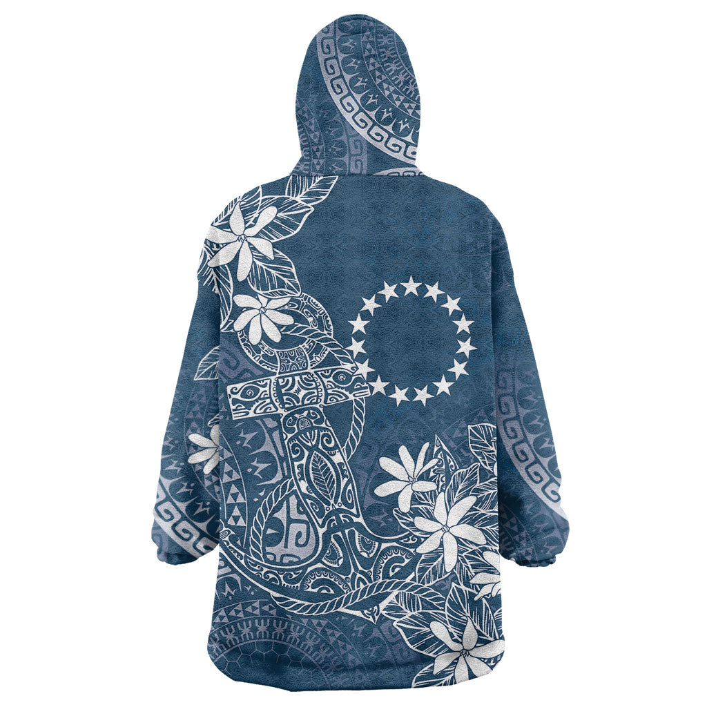 Navy Kuki Airani Tapakau Wearable Blanket Hoodie Tribal Anchor Mix Tiare LT7 - Polynesian Pride