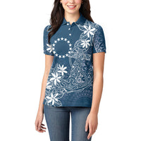 Navy Kuki Airani Tapakau Women Polo Shirt Tribal Anchor Mix Tiare LT7 - Polynesian Pride