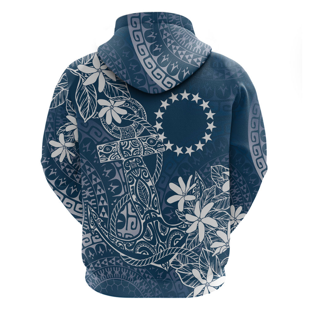 Navy Kuki Airani Tapakau Zip Hoodie Tribal Anchor Mix Tiare