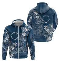 Navy Kuki Airani Tapakau Zip Hoodie Tribal Anchor Mix Tiare