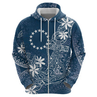 Navy Kuki Airani Tapakau Zip Hoodie Tribal Anchor Mix Tiare