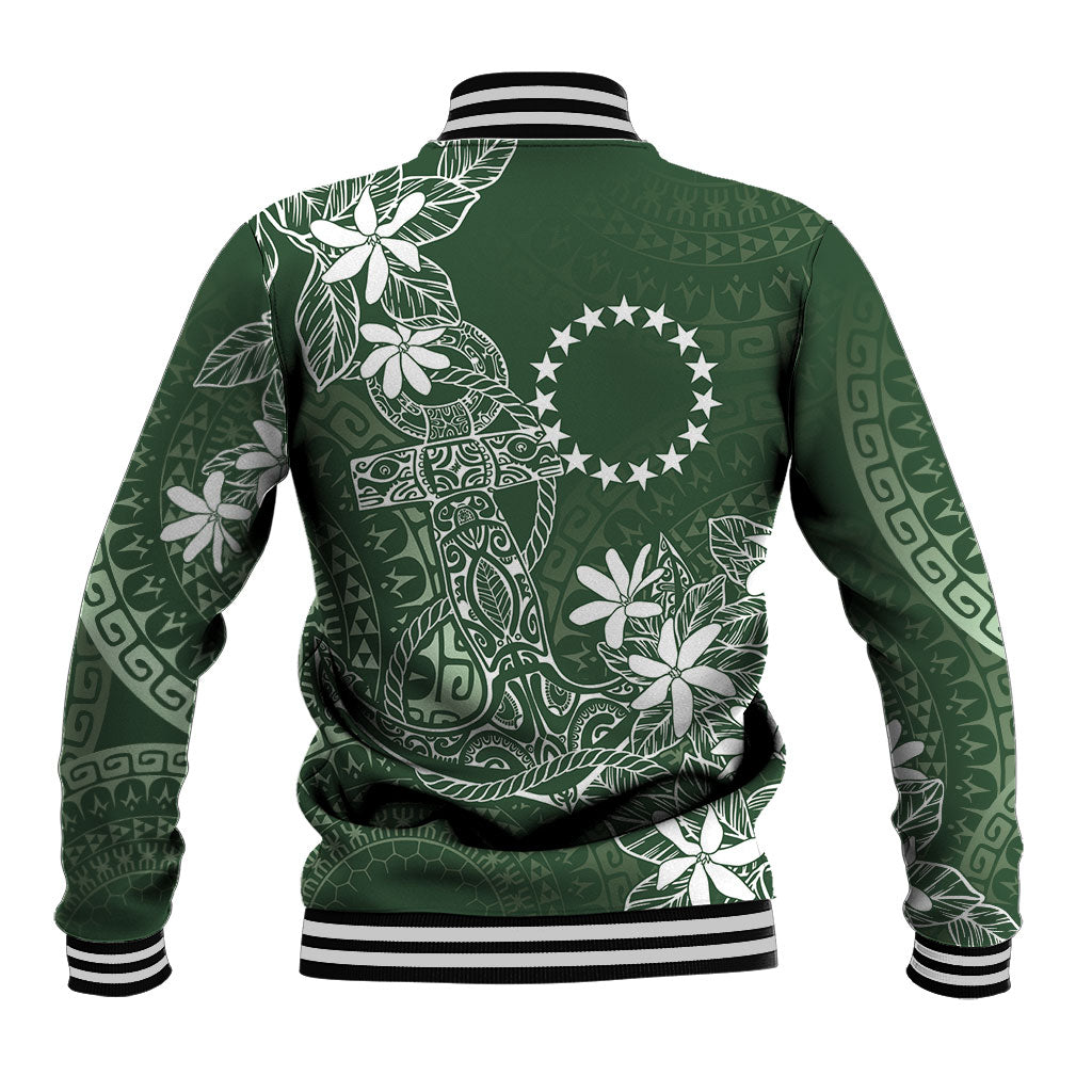 Sage Green Kuki Airani Tapakau Baseball Jacket Tribal Anchor Mix Tiare LT7 - Polynesian Pride