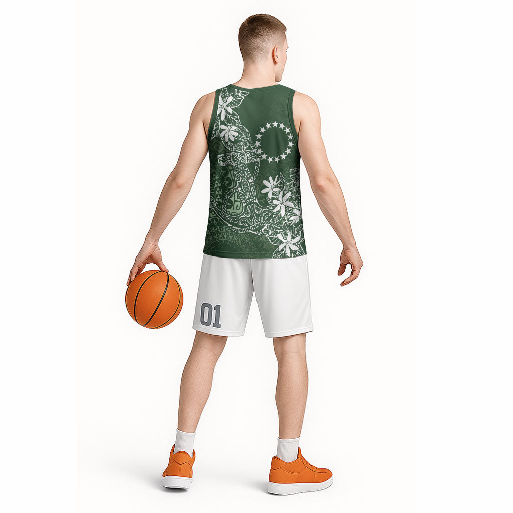 Sage Green Kuki Airani Tapakau Basketball Jersey Tribal Anchor Mix Tiare LT7 - Polynesian Pride
