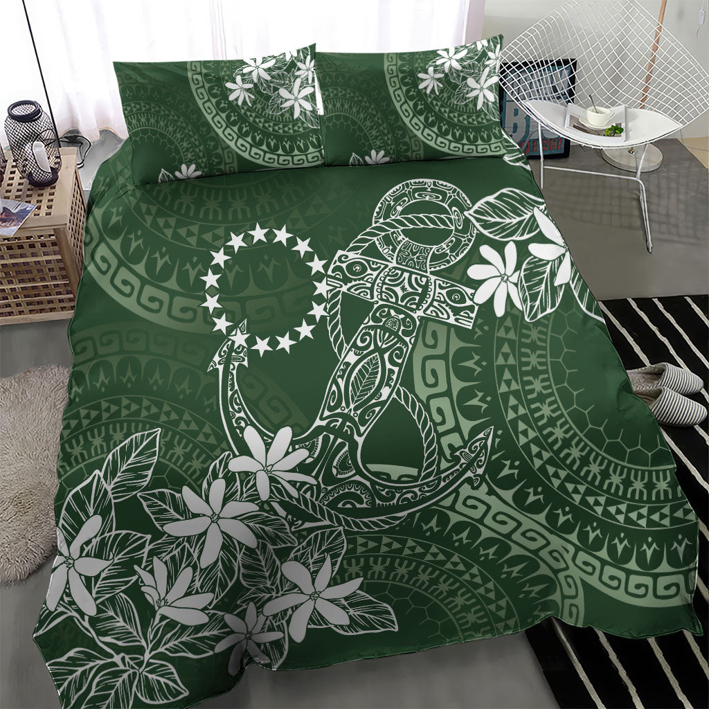 Sage Green Kuki Airani Tapakau Bedding Set Tribal Anchor Mix Tiare LT7 - Polynesian Pride