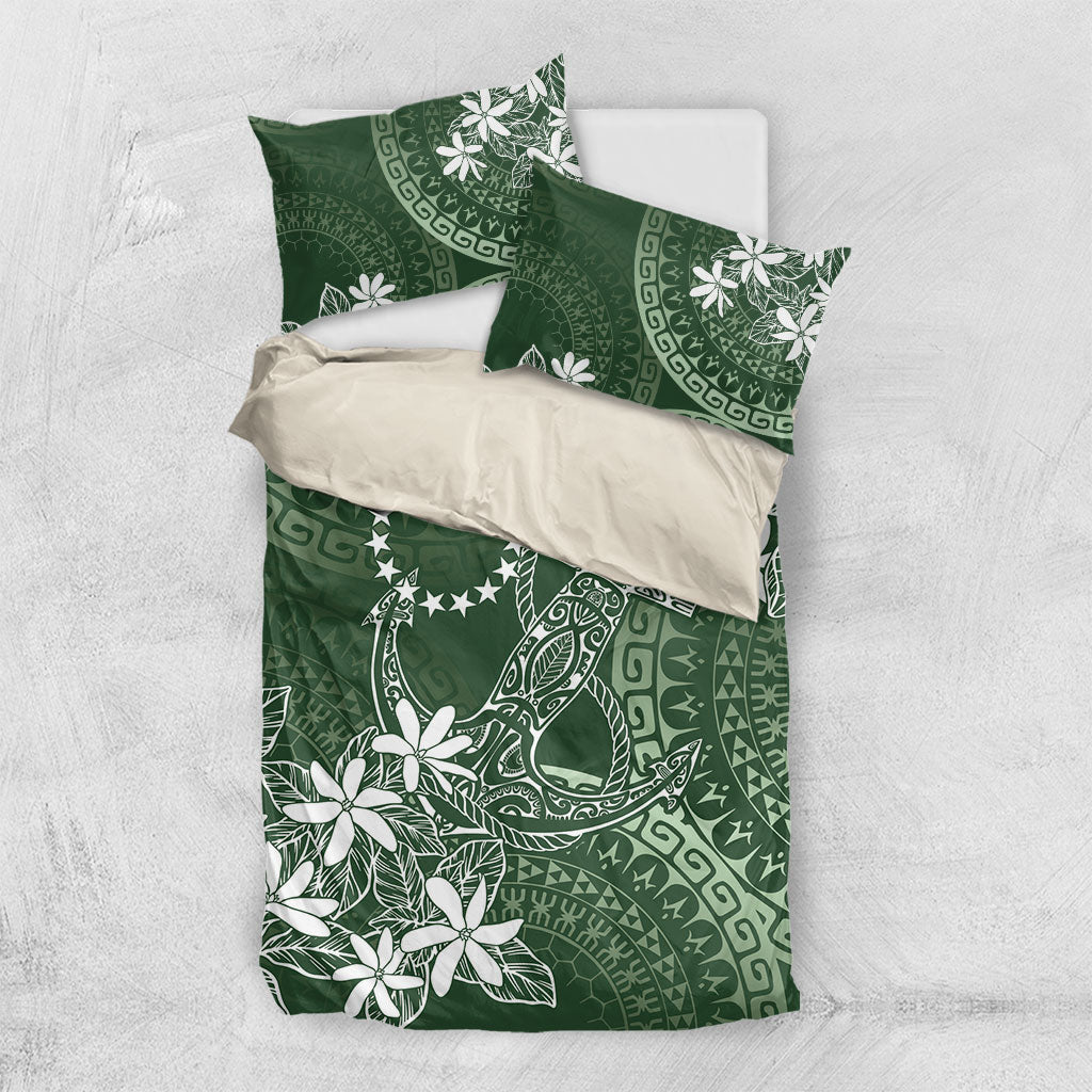 Sage Green Kuki Airani Tapakau Bedding Set Tribal Anchor Mix Tiare LT7 US Twin 172cm x 218cm Sage Green - Polynesian Pride