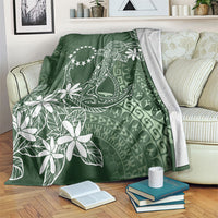 Sage Green Kuki Airani Tapakau Blanket Tribal Anchor Mix Tiare LT7 Sage Green - Polynesian Pride