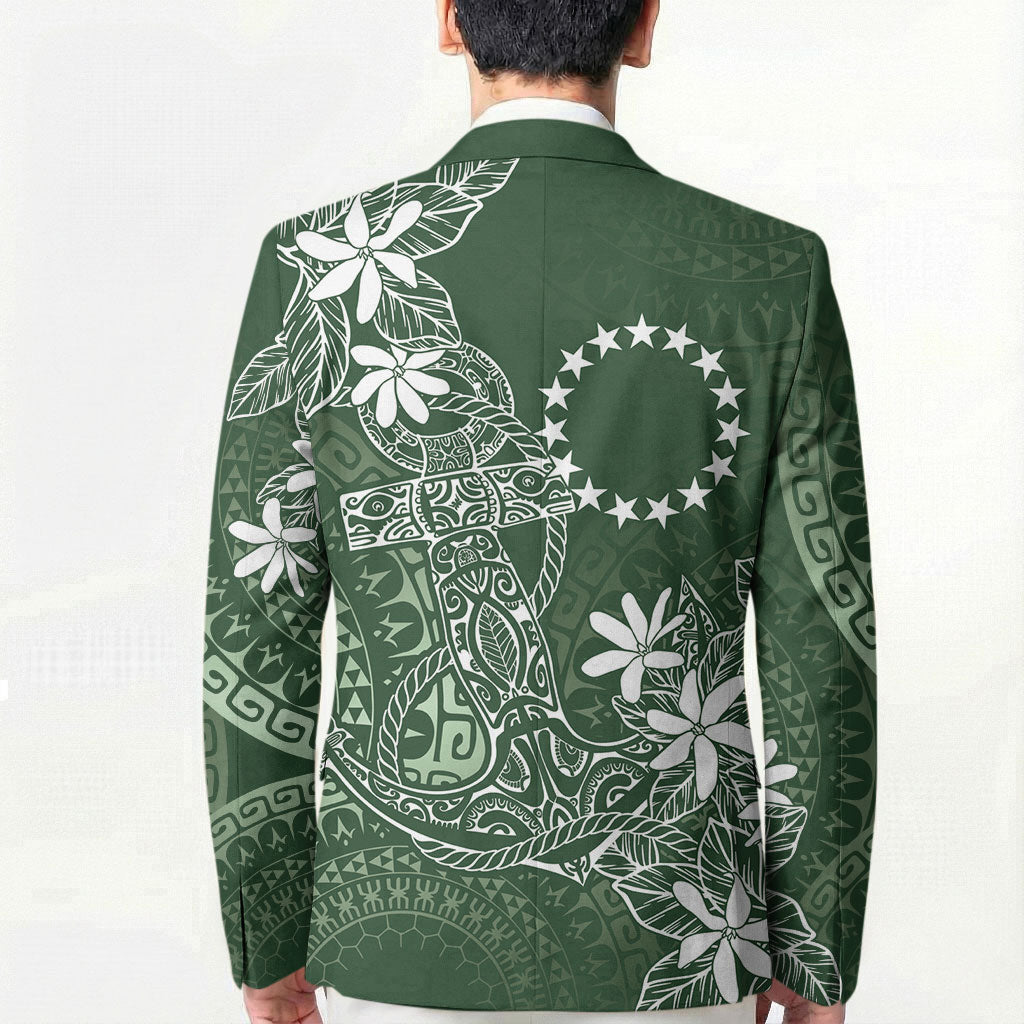 Sage Green Kuki Airani Tapakau Blazer Tribal Anchor Mix Tiare LT7 - Polynesian Pride