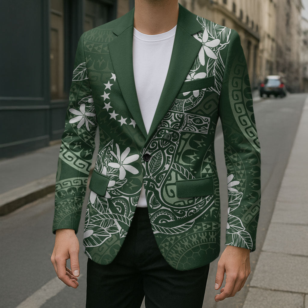 Sage Green Kuki Airani Tapakau Blazer Tribal Anchor Mix Tiare LT7 - Polynesian Pride