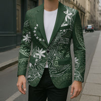 Sage Green Kuki Airani Tapakau Blazer Tribal Anchor Mix Tiare LT7 - Polynesian Pride