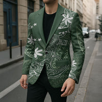 Sage Green Kuki Airani Tapakau Blazer Tribal Anchor Mix Tiare LT7 - Polynesian Pride