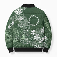 Sage Green Kuki Airani Tapakau Bomber Puffer Jacket Tribal Anchor Mix Tiare
