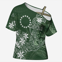 Sage Green Kuki Airani Tapakau Cross Shoulder Shirt Tribal Anchor Mix Tiare LT7 Female Sage Green - Polynesian Pride
