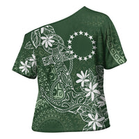 Sage Green Kuki Airani Tapakau Cross Shoulder Shirt Tribal Anchor Mix Tiare LT7 - Polynesian Pride