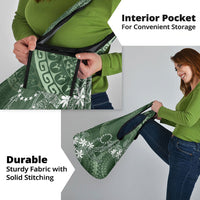 Sage Green Kuki Airani Tapakau Grocery Bag Tribal Anchor Mix Tiare