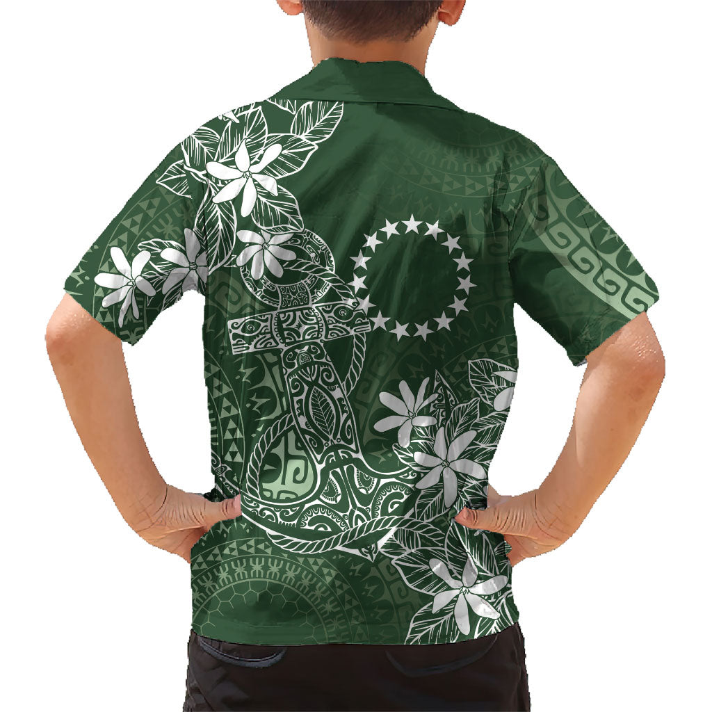 Sage Green Kuki Airani Tapakau Kid Hawaiian Shirt Tribal Anchor Mix Tiare LT7 - Polynesian Pride