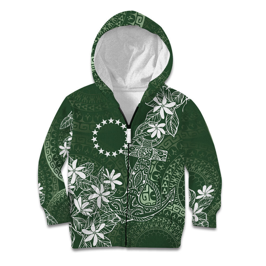 Sage Green Kuki Airani Tapakau Kid Hoodie Tribal Anchor Mix Tiare LT7 Zip Hoodie Sage Green - Polynesian Pride