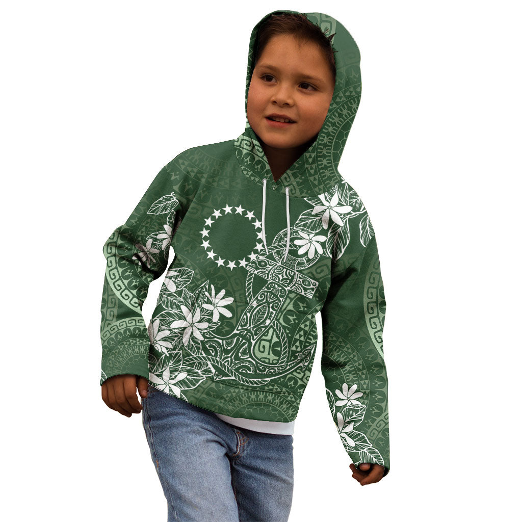 Sage Green Kuki Airani Tapakau Kid Hoodie Tribal Anchor Mix Tiare LT7 - Polynesian Pride