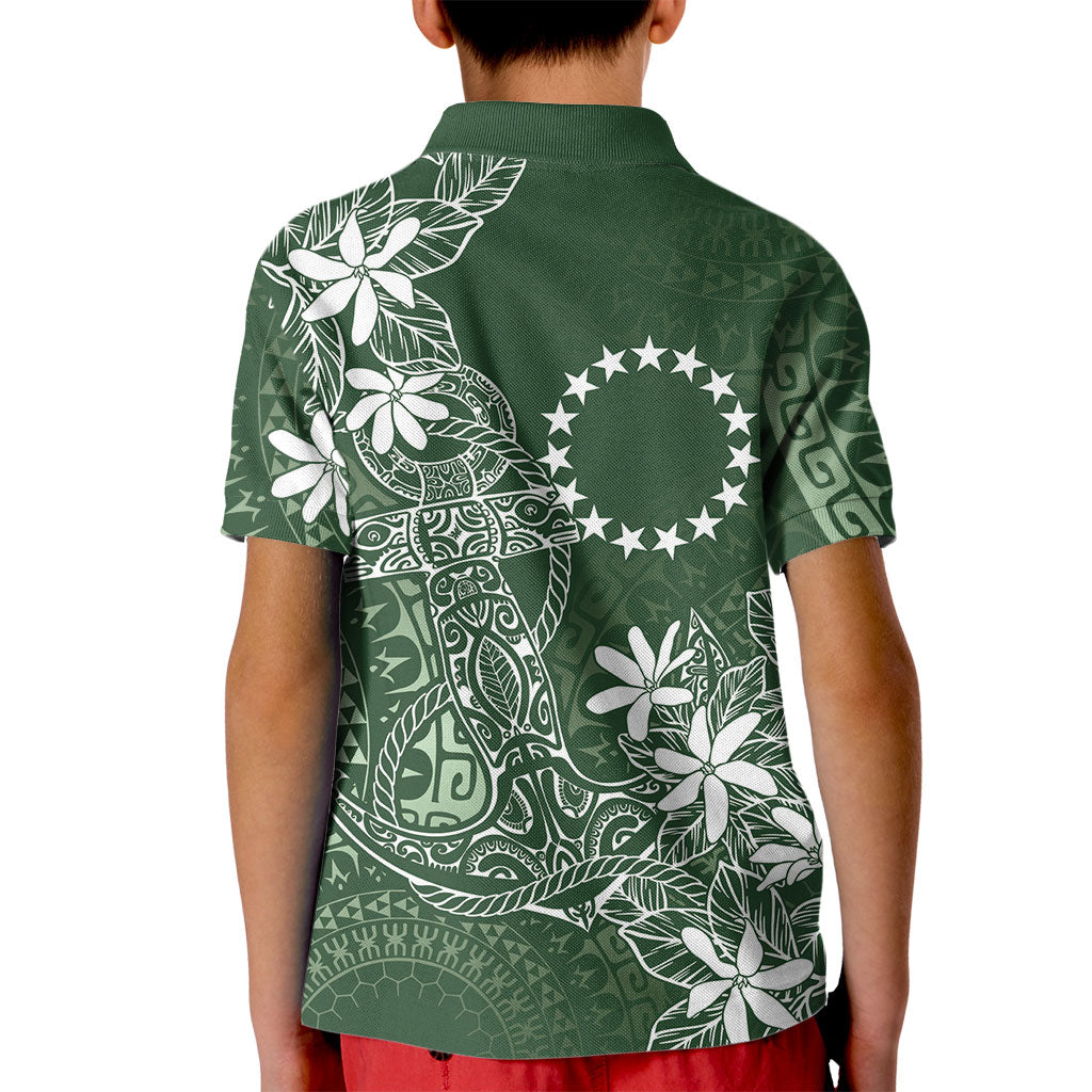Sage Green Kuki Airani Tapakau Kid Polo Shirt Tribal Anchor Mix Tiare LT7 - Polynesian Pride