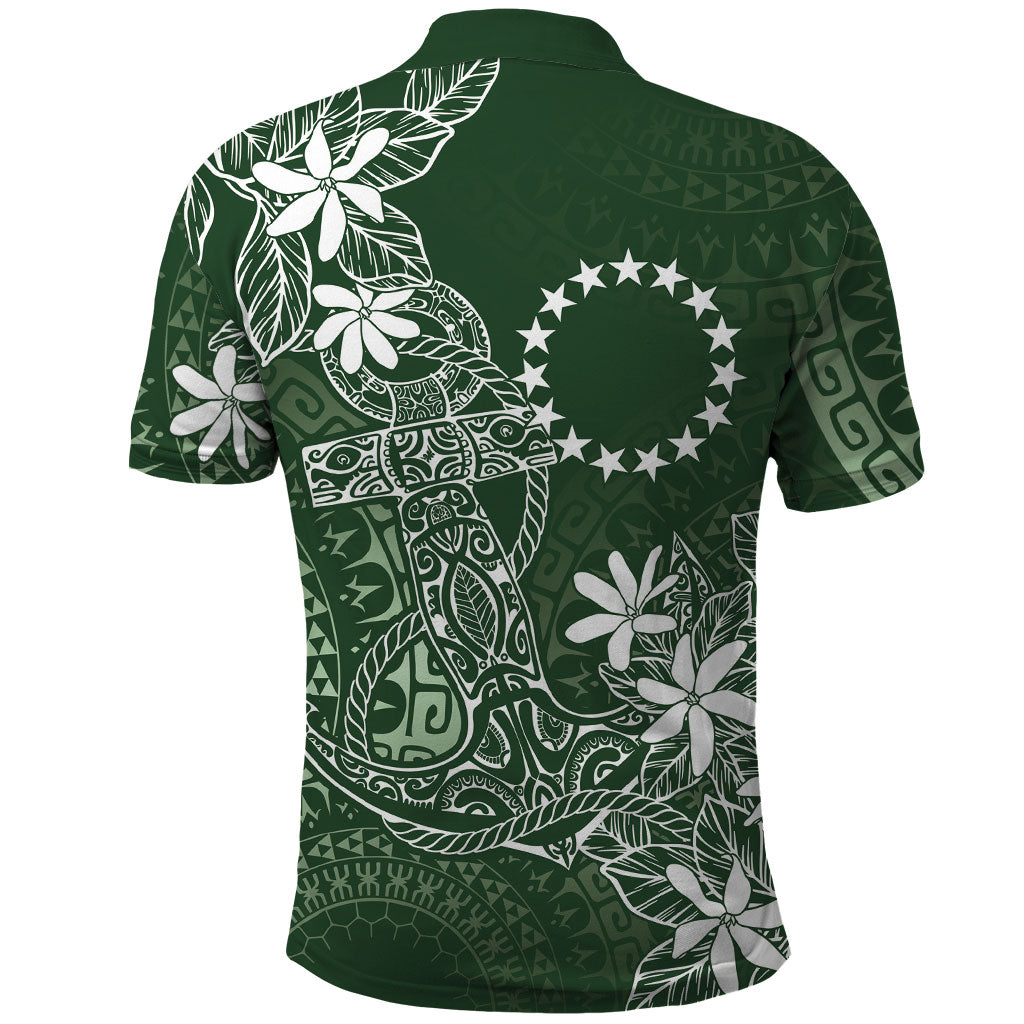 Sage Green Kuki Airani Tapakau Polo Shirt Tribal Anchor Mix Tiare LT7 - Polynesian Pride