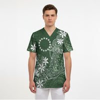 Sage Green Kuki Airani Tapakau Scrub Top Tribal Anchor Mix Tiare