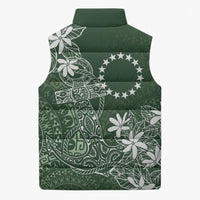 Sage Green Kuki Airani Tapakau Sleeveless Puffer Jacket Tribal Anchor Mix Tiare