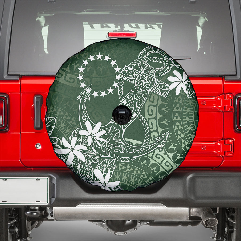 Sage Green Kuki Airani Tapakau Spare Tire Cover Tribal Anchor Mix Tiare LT7 - Polynesian Pride