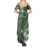 Sage Green Kuki Airani Tapakau Summer Maxi Dress Tribal Anchor Mix Tiare LT7 - Polynesian Pride