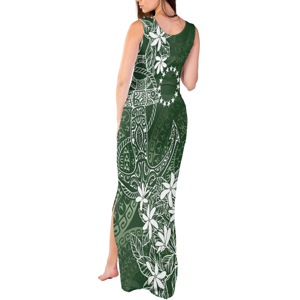 Sage Green Kuki Airani Tapakau Tank Maxi Dress Tribal Anchor Mix Tiare LT7 - Polynesian Pride