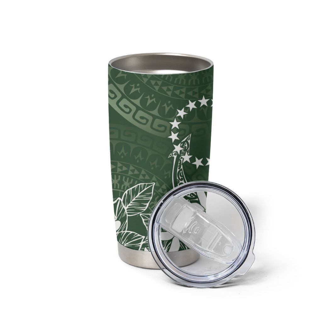 Sage Green Kuki Airani Tapakau Tumbler Cup Tribal Anchor Mix Tiare LT7 - Polynesian Pride