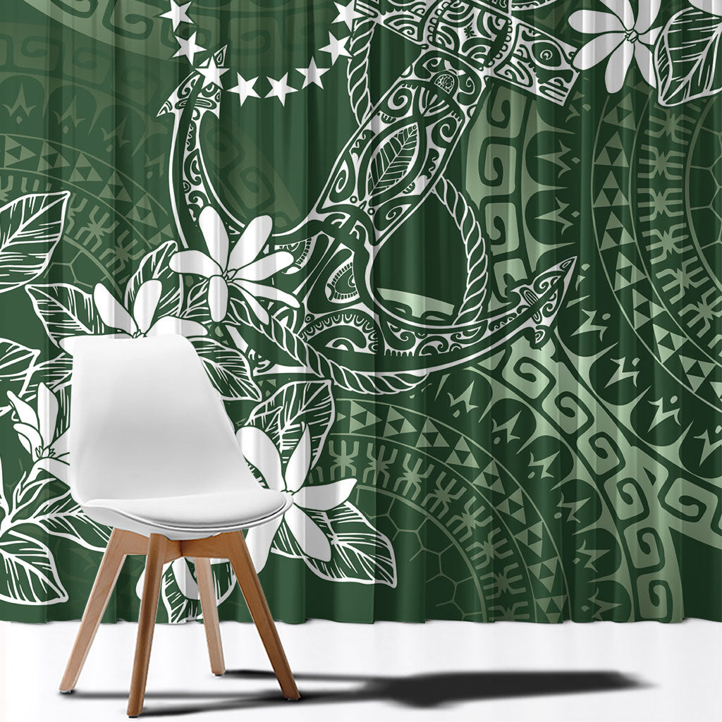 Sage Green Kuki Airani Tapakau Window Curtain Tribal Anchor Mix Tiare
