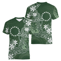 Sage Green Kuki Airani Tapakau Women V-Neck T-Shirt Tribal Anchor Mix Tiare LT7 - Polynesian Pride