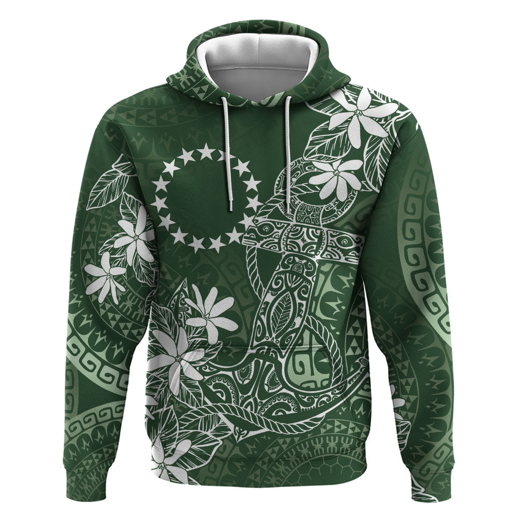 Sage Green Kuki Airani Tapakau Zip Hoodie Tribal Anchor Mix Tiare LT7 Pullover Hoodie Sage Green - Polynesian Pride