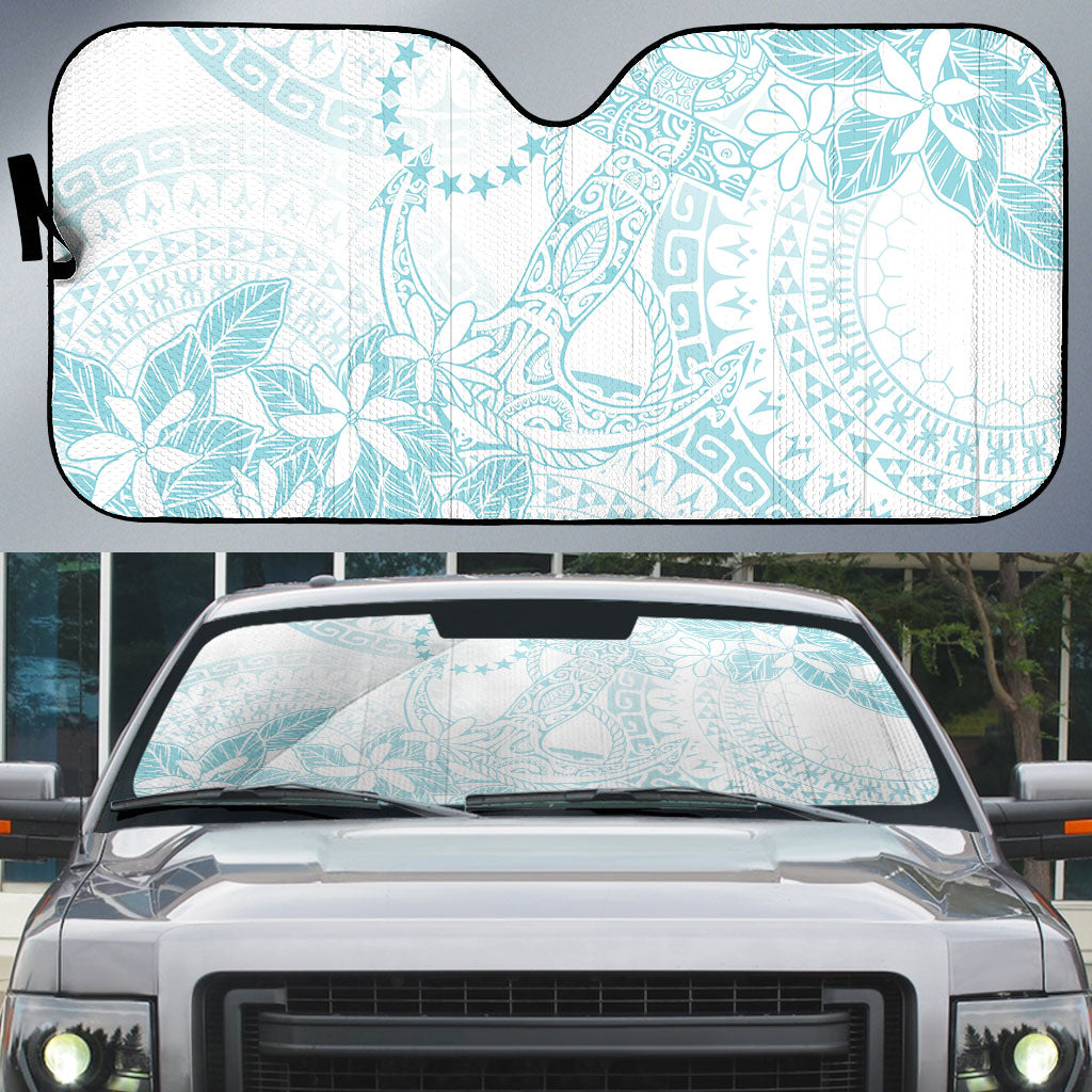 Turquoise Kuki Airani Tapakau Auto Sun Shade Tribal Anchor Mix Tiare