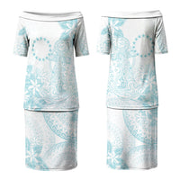 Turquoise Kuki Airani Tapakau Couples Matching Puletasi and Long Sleeve Button Shirt Tribal Anchor Mix Tiare LT7 - Polynesian Pride