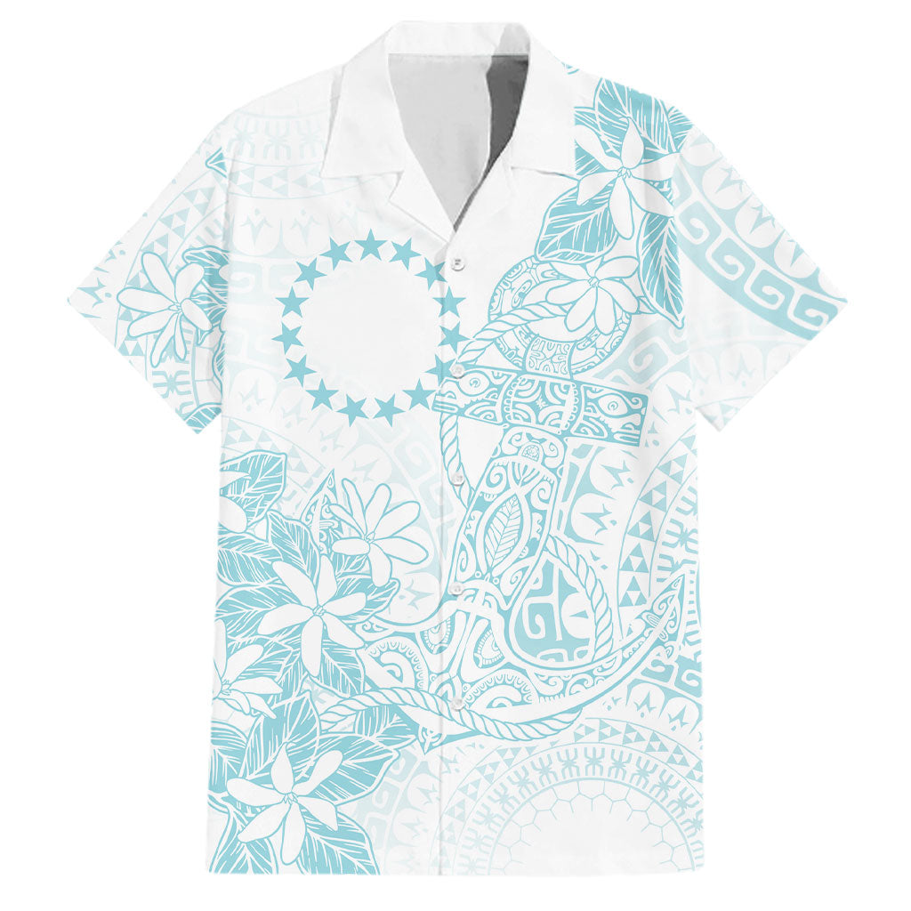 Turquoise Kuki Airani Tapakau Family Matching Mermaid Dress and Hawaiian Shirt Tribal Anchor Mix Tiare LT7 Dad's Shirt - Short Sleeve Turquoise - Polynesian Pride