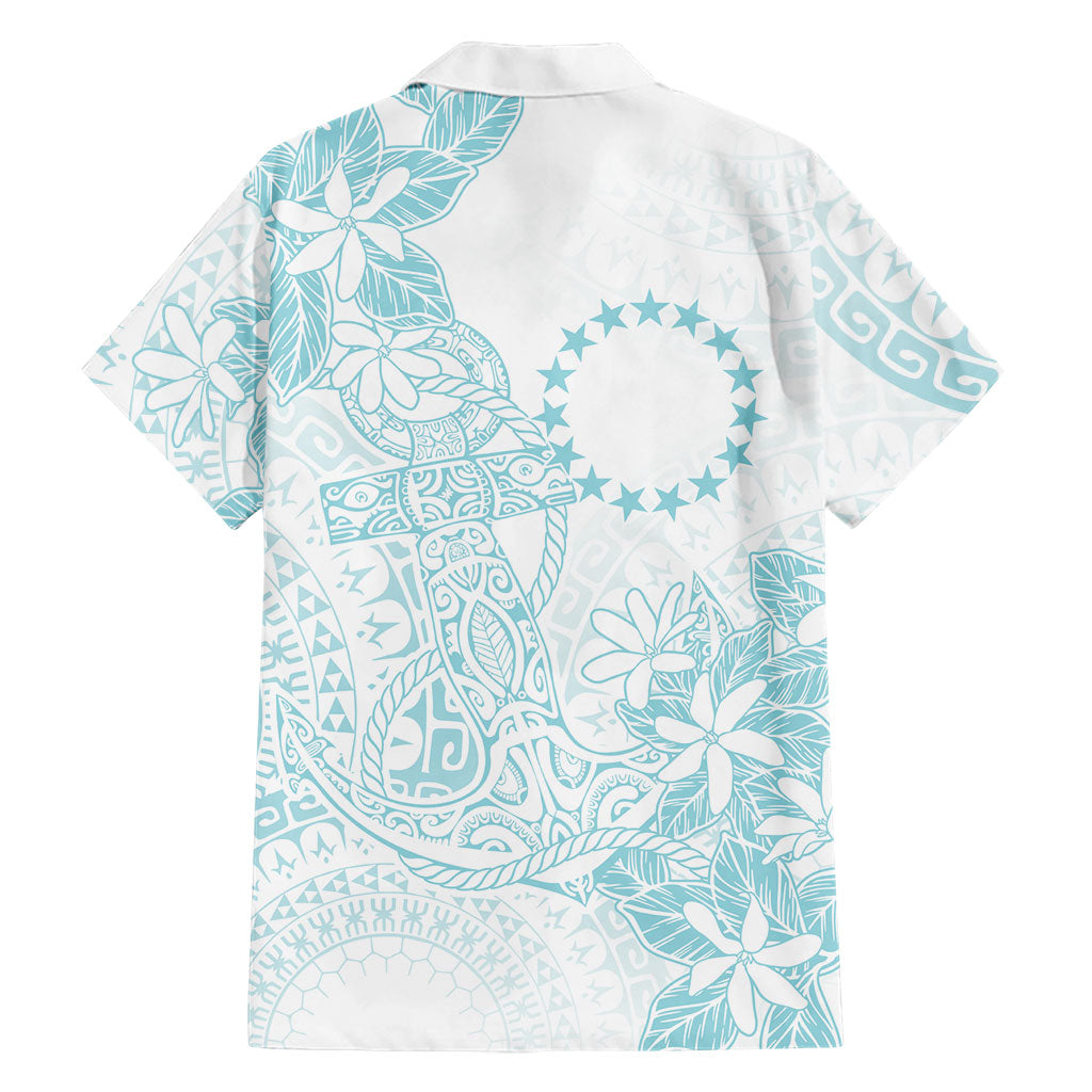 Turquoise Kuki Airani Tapakau Family Matching Short Sleeve Bodycon Dress and Hawaiian Shirt Tribal Anchor Mix Tiare LT7 - Polynesian Pride