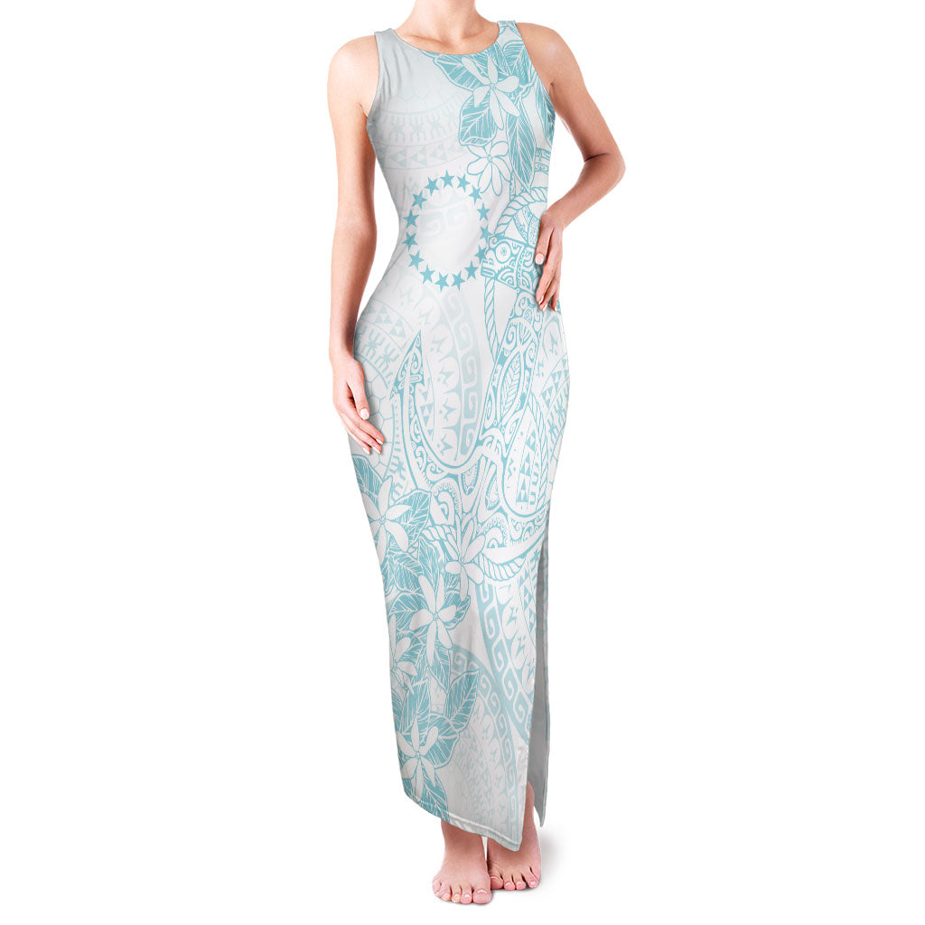 Turquoise Kuki Airani Tapakau Family Matching Tank Maxi Dress and Hawaiian Shirt Tribal Anchor Mix Tiare LT7 Mom's Dress Turquoise - Polynesian Pride
