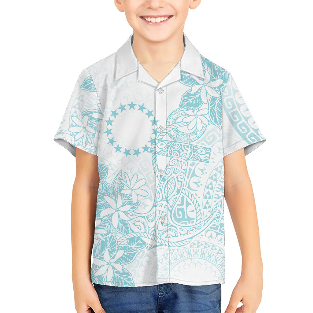 Turquoise Kuki Airani Tapakau Family Matching Tank Maxi Dress and Hawaiian Shirt Tribal Anchor Mix Tiare LT7 Son's Shirt Turquoise - Polynesian Pride