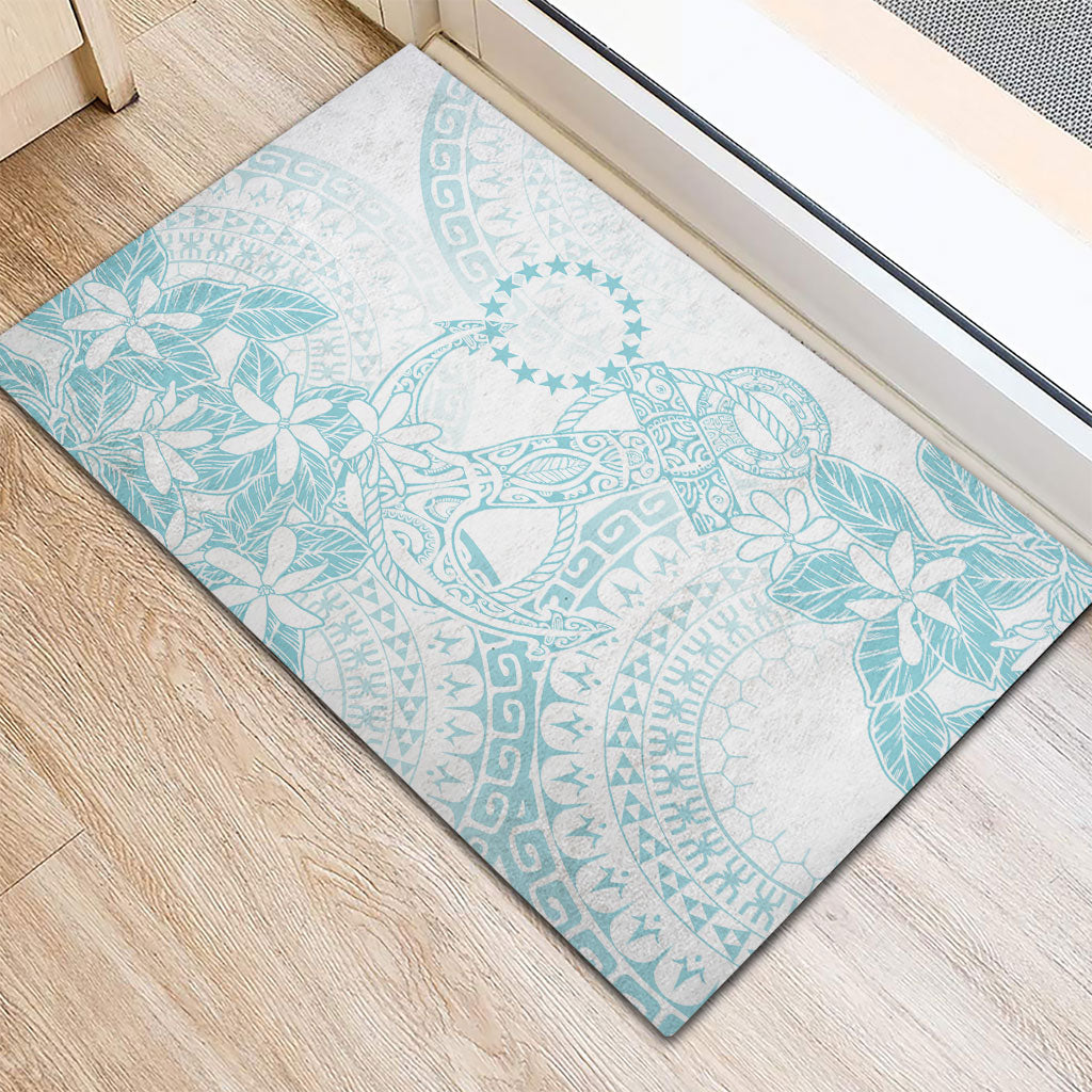 Turquoise Kuki Airani Tapakau Rubber Doormat Tribal Anchor Mix Tiare