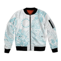 Turquoise Kuki Airani Tapakau Sleeve Zip Bomber Jacket Tribal Anchor Mix Tiare