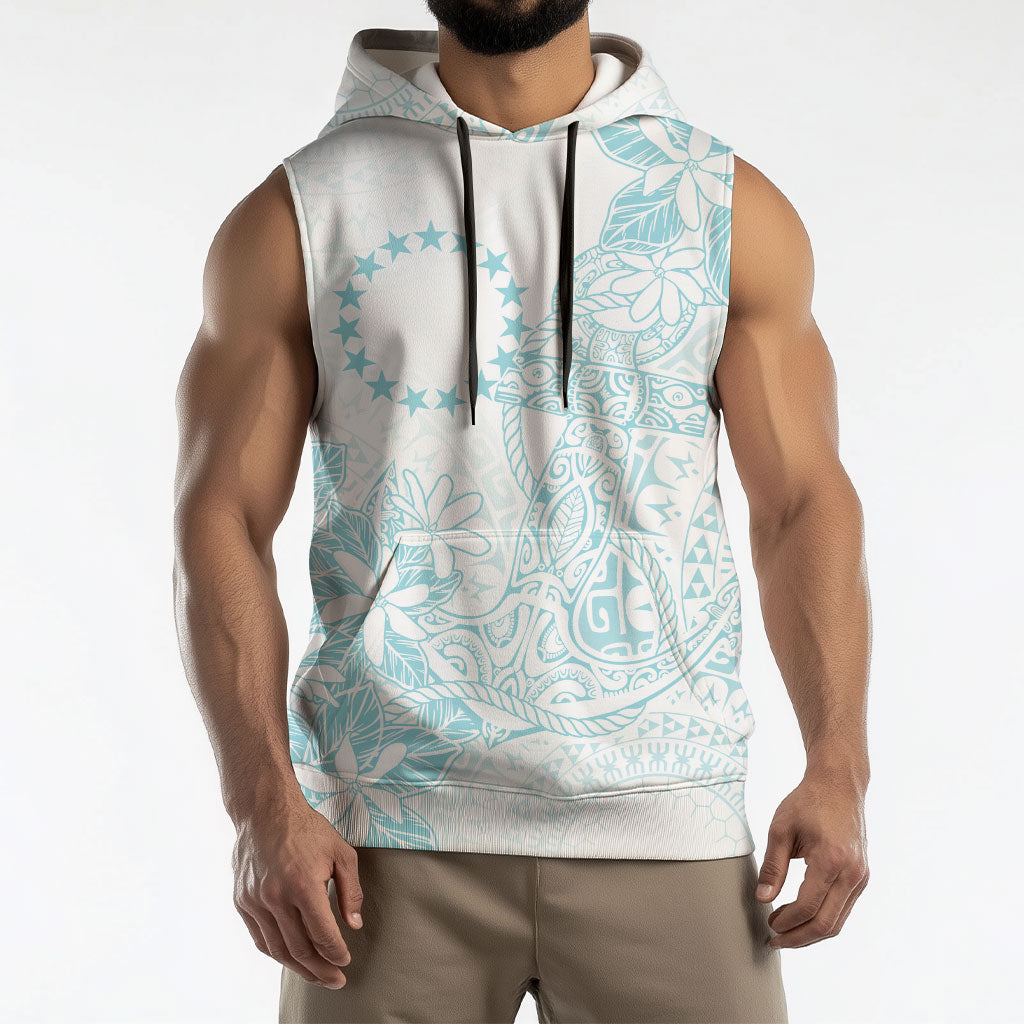 Turquoise Kuki Airani Tapakau Sleeveless Hoodie Tribal Anchor Mix Tiare LT7 - Polynesian Pride