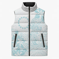 Turquoise Kuki Airani Tapakau Sleeveless Puffer Jacket Tribal Anchor Mix Tiare LT7 Unisex Turquoise - Polynesian Pride